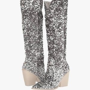 Steve Madden Silver Sequence Western Boot